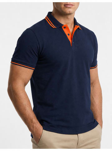 Rello & Reese  Poloshirt - RRCOLIMA Kurzarm Polo-Hemd T-Shirt in Navy-Orange