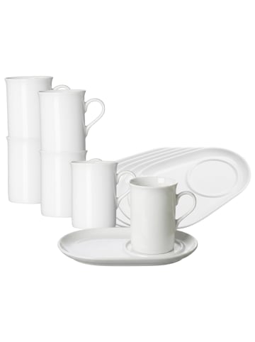 Ritzenhoff & Breker 6er Set Kaffeebecher mit Unterteller Bianco 300 ml weiß in weiß
