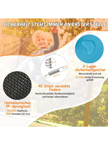 COSTWAY 3 in 1 Gartentrampolin mit Schaukel bis zu 220kg in Orange