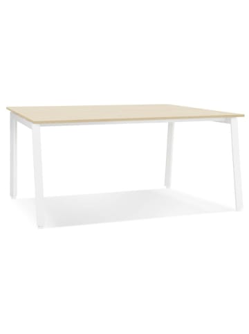 KADIMA DESIGN Schreibtisch MDF & Metall, Homeoffice kompakt, 140x140 cm in Beige-Weiß