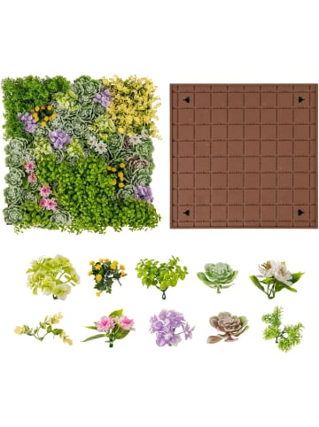 COSTWAY 2er Set Künstliche Hecke Pflanzenwand 50 x 50 cm in Grün