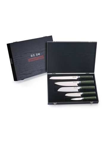 Takahiro Miyazaki Miyazaki Kodawari 5 tlg. Kochmesser set , Griff aus Pakkaholz mit Holzschachtel
