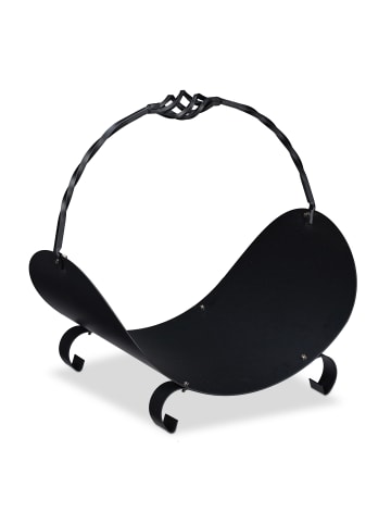 relaxdays Kaminholzkorb in Schwarz - (B)43,5 x (H)42,5 x (T)30 cm