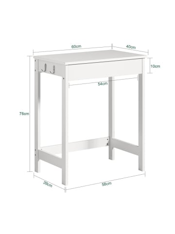 SoBuy Schreibtisch in Mattweiß - (W) 40 x (H) 77 x (L) 60 cm
