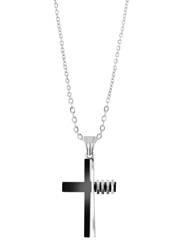 Adeliás Herren Anhänger – Kreuz Kreuzanhänger aus Edelstahl in schwarz