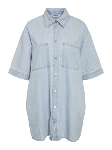 Noisy may Oversize Jeanshemd Bluse mit kurzen Ärmeln und Taschen in Hellblau