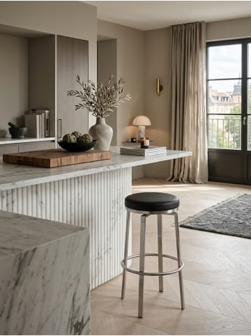 KADIMA DESIGN Barhocker | Edelstahl, 42x76x42cm, Schwarz, 360° Drehbar