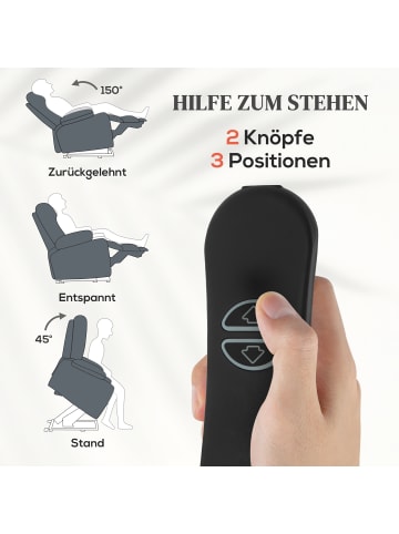 HOMCOM Fernsehsessel mit Aufstehhilfe-96B x 96T x 108H cm-Dunkelgrau