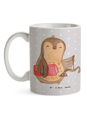 Mr. & Mrs. Panda Teetasse Jurist Herz ohne Spruch in Grau Pastell