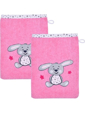Wörner Frottier Kinder-Waschhandschuh 2er-Pack in rosa/weiß