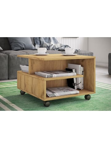 VCM  Holz Sofatisch Couchtisch Rollen rollbar Stango S in Honig-Eiche