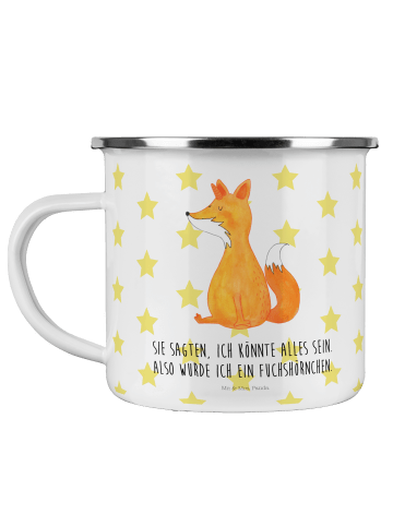 Mr. & Mrs. Panda Emaille Tasse Einhorn Wunsch mit Spruch in Weiß