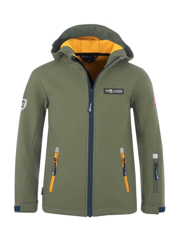 Trollkids Softshelljacke "Oslofjord" in Moos/Mystisch Blau