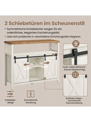 VASAGLE Sideboard Daxton in Weiß-Braun - (B)33 x (H)80 x (T)100 cm