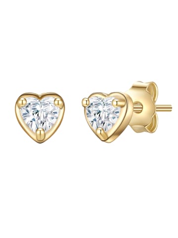 Glanzstücke München Ohrstecker Herz aus Sterling Silber mit Topas in gelbgold