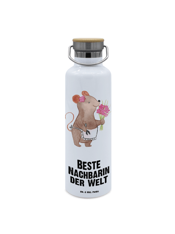 Mr. & Mrs. Panda Thermoflasche Maus Beste Nachbarin der Welt mit... in Weiß