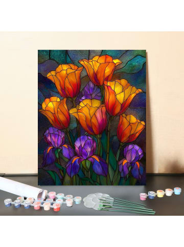 ARTNANAS DIY Malen nach Zahlen Set-"Blüten im Glaslicht" 