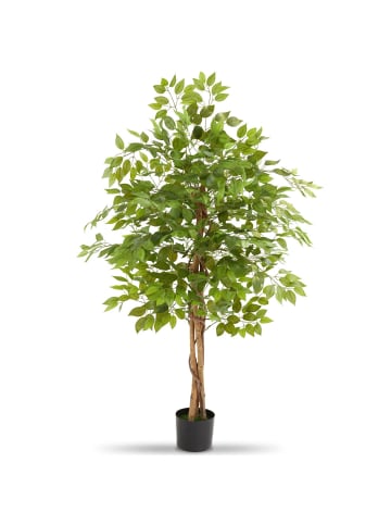 tectake Künstlicher Ficusbaum Fida stabiler Kunststoff-Blumentopf, grün