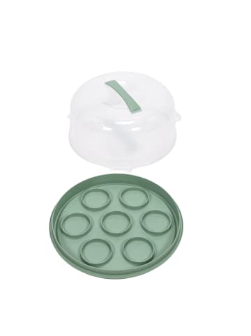 Excellent Houseware Tragbare Box für Kuchen oder Muffins in Grün, (B) 25 x (H) 14 x (L) 25 cm