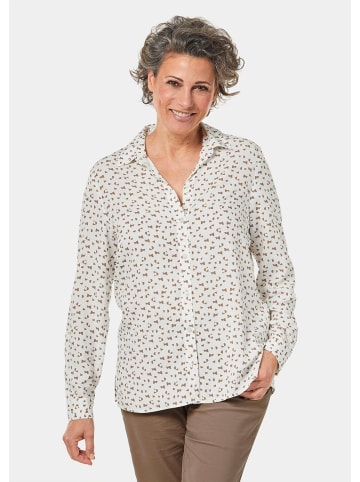 GOLDNER Hemdbluse Modische Druckbluse mit Hemdblusenkragen in taupe / gemustert