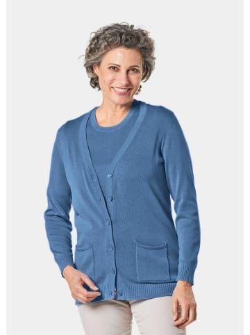 GOLDNER Twinset Klassisches Stricktwinset in jeansblau