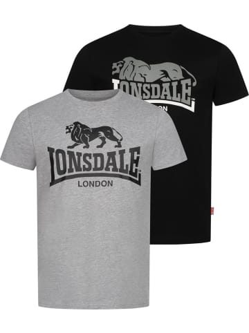 Lonsdale T-Shirt "Loscoe T-Shirt normale Passform Doppelpack" in Grau