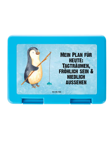 Mr. & Mrs. Panda Brotzeitbox Pinguin Angler mit Spruch in Eisblau