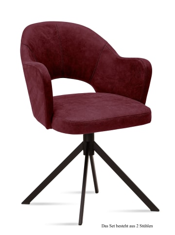 58 aufm Kessel ARMLEHNSTUHL (2er-Set) Dunja 59x87x61 Schwarz/Marsala