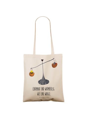 Mr. & Mrs. Panda Henkeltasche Sternzeichen Waage mit Spruch in Creme
