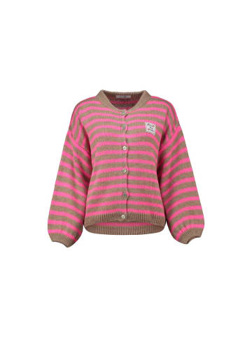 Hailys Pullover in beige-neon pink stripe