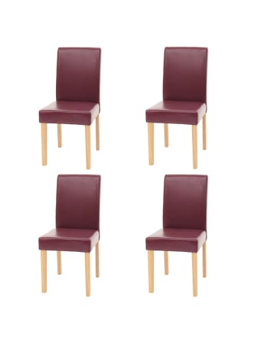 MCW 4x Esszimmerstuhl Littau, Kunstleder rot, helle Beine