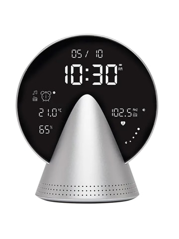 Lexon Radiowecker Conic Clock Glacier Alu Silberfarben