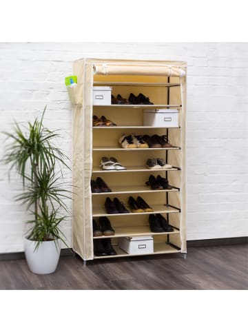 relaxdays 2x Stoff-Schuhschrank in Beige - (B)88 x (H)161 x (T)30 cm