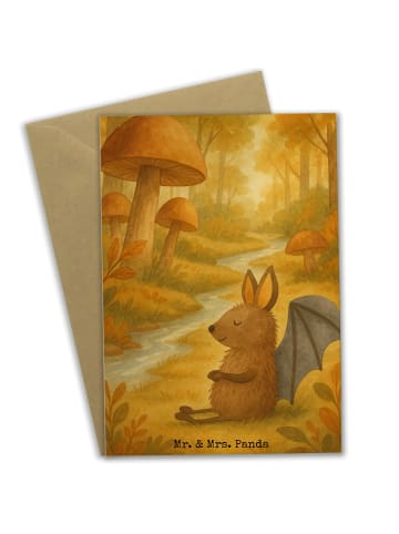 Mr. & Mrs. Panda Grußkarte Fledermaus Sitzen Design ohne Spruch in Weiß
