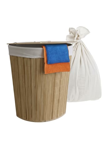 relaxdays Eckwäschekorb in Natur - (B)36 x (H)60 x (T)36 cm