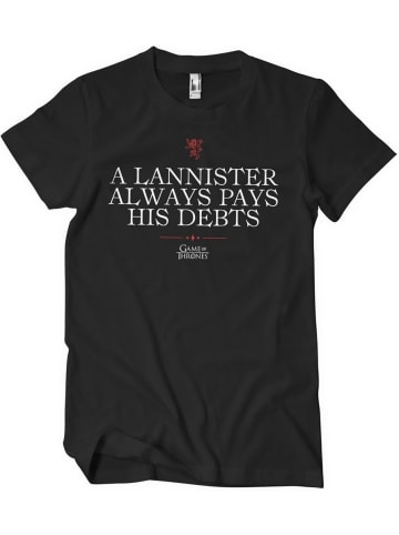 Game of Thrones T-Shirt "A Lannister Always Pays His Debts Big Tall T-Shirt" in Schwarz