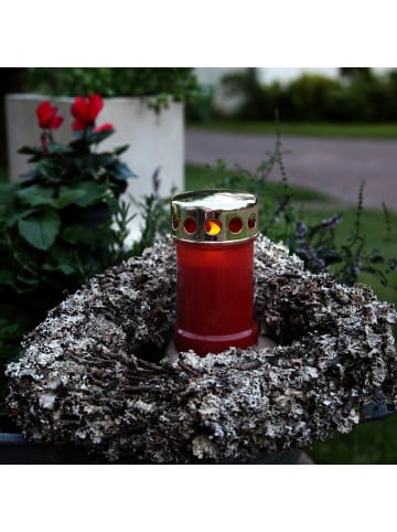MARELIDA 12er Set LED Grablichter Grabkerze 1200h Leuchtdauer in rot - H: 14cm
