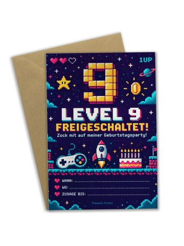 Mr. & Mrs. Panda Geburtstagskarte Geburtstagseinladung Pixelarti... in Weiß