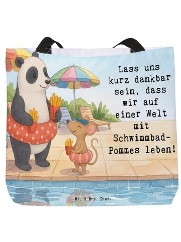 Mr. & Mrs. Panda Shopper Panda Schwimmbad Pommes Design mit Spruch in Weiß
