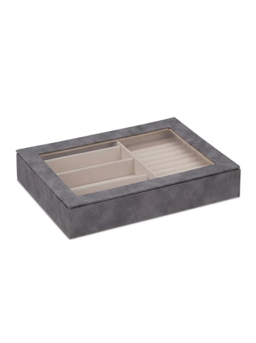 relaxdays Schmuckkästchen in Grau - (B)30 x (H)5 x (T)21 cm
