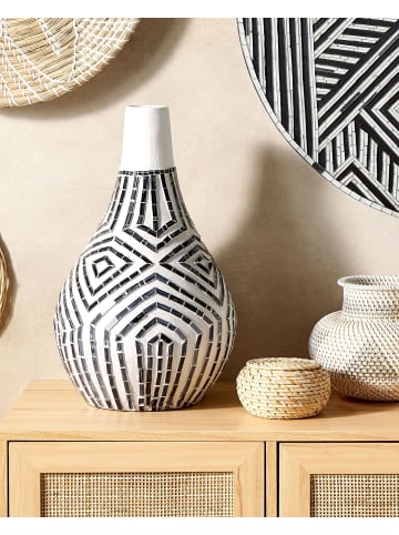 Beliani Dekovase OMBILIN in Weiß/Schwarz - (W) 38 x (H) 50 x (L) 38 cm