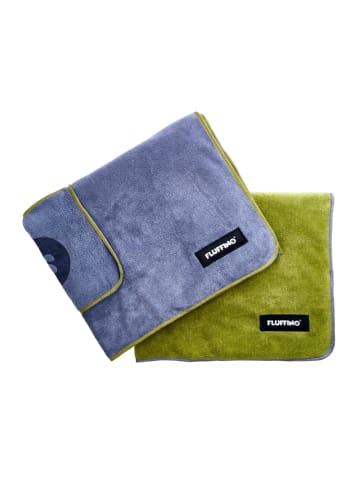 FLUFFINO Hundehandtuch Set 2-tlg. L grau/grün Bunt