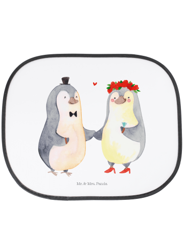 Mr. & Mrs. Panda Auto Sonnenschutz Pinguin Heirat ohne Spruch in Weiß