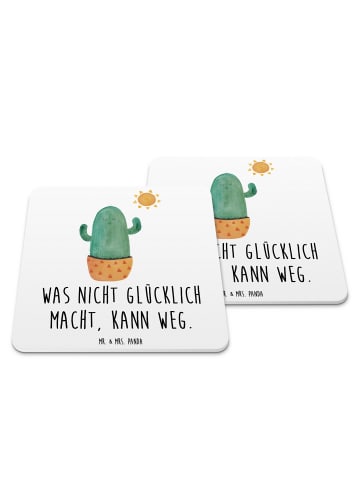 Mr. & Mrs. Panda Bierdeckel Kaktus Sonne mit Spruch in Weiß