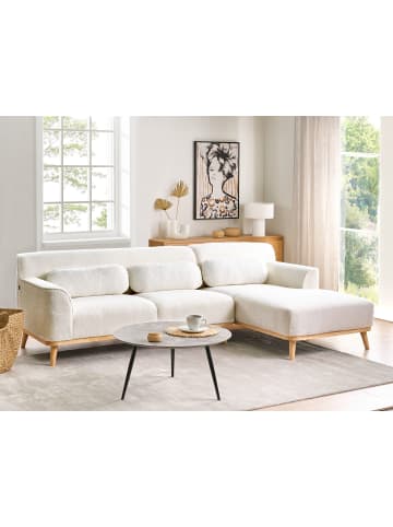 Beliani 4-tlg Ecksofa SIMOS in Weiß/Braun linksseitig
