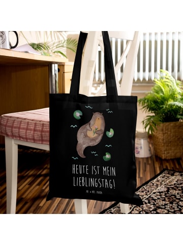 Mr. & Mrs. Panda Jutebeutel Otter Seerose mit Spruch in Schwarz