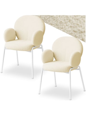 tectake Polsterstuhl mit Bouclé-Bezug, Belastbarkeit 120 kg, 61,5 x 62 x 90 cm