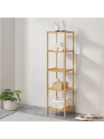 en.casa Standregal Lierne Bambus in Beige (L)33cm (B)33cm (H)140cm