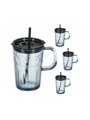 relaxdays 4 x Trinkgläser in Grau - 450 ml