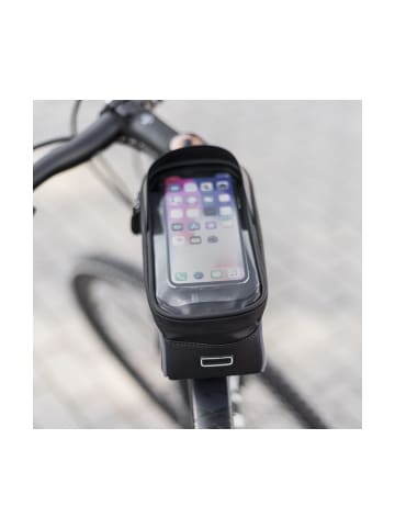 COFI 1453 Fahrradtasche mit geschütztem Smartphone-Fach Touchfolie Reflektoren in Schwarz